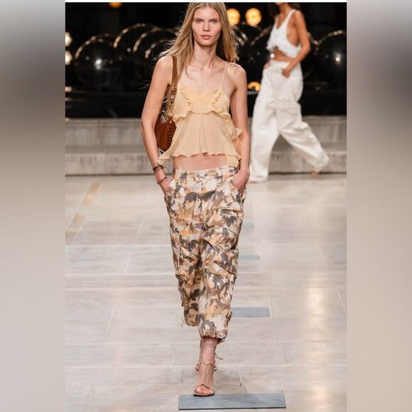 Norma Kamali Green Camo tactical field Cargo Pants Women's Size 12 - Picture 13 of 15